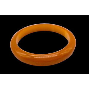 Vintage Bakelite Bangle Bracelet Pumpkin Orange Light Marble Effect 3"